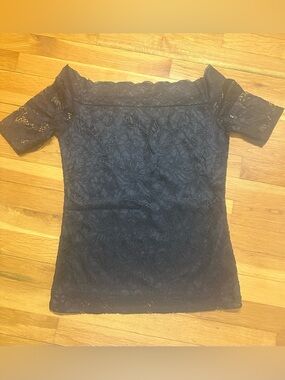 Sans Souci Black Lace Off-Shoulder Blouse